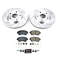 K8920 Front Brake Disc and Pad Kit, Cross-drilled and Slotted, 5 Lugs, 274.5 mm, Carbon Fiber Ceramic, Z23 Evolution Sport Series