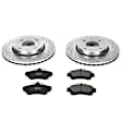 2003 Volvo S40 - Front Brake Disc and Pad Kit, Cross-drilled and Slotted, 4 Lugs, 281 mm, Carbon Fiber Ceramic, Z23 Evolution Sport Series