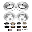 2003 Volvo S40 - Front and Rear Brake Disc and Pad Kit, Cross-drilled and Slotted, 4 Lugs, 260 mm, Carbon Fiber Ceramic, Z23 Evolution Sport Series