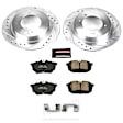 K913 Rear Brake Disc and Pad Kit, Silver zinc-plated, Cross-drilled and Slotted, 4 Lugs, 260 mm, Carbon Fiber Ceramic, Z23 Evolution Sport Series