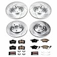 4-Wheel Set Power Stop&reg; K916 Front and Rear Z23 Daily Carbon-Fiber Ceramic Brake Pad and Drilled & Slotted Rotor Kit
