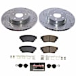 K9219 Rear Brake Disc and Pad Kit, Cross-drilled and Slotted, 5 Lugs, 330 mm, Carbon Fiber Ceramic, Z23 Evolution Sport Series