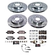 K9223-36 Front and Rear Brake Disc and Pad Kit, Cross-drilled and Slotted, 6 Lugs, 340.11 mm, Carbon Fiber Ceramic