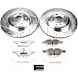 K928-26 Front Brake Disc and Pad Kit, Silver zinc-plated, Cross-drilled and Slotted, 5 Lugs, 324.8 mm, Carbon Fiber Ceramic, Z26 Street Warrior Carbon-Fiber Ceramic Series