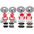 2005 Honda Accord - Front and Rear Brake Kit With Calipers, Silver zinc-plated, Cross-drilled and Slotted, 5 Lugs, Front-282 mm/Rear-259.8 mm, Sedan, With Rear Disc, Carbon Fiber Ceramic, Powdercoated red, Z23 Evolution Sport Series