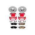 2013 Nissan 370Z - Front Brake Kit With Calipers, Silver zinc-plated, Cross-drilled and Slotted, 5 Lugs, 319.5 mm, With 2 Piston Front Caliper, Carbon Fiber Ceramic, Powdercoated red, Z23 Evolution Sport Series