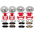2011 Infiniti G25 - Front and Rear Brake Kit With Calipers, Silver zinc-plated, Cross-drilled and Slotted, 5 Lugs, Front-319.5 mm/Rear-308 mm, Carbon Fiber Ceramic, Powdercoated red, Z23 Evolution Sport Series