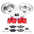 2010 Mazda 3 - Rear Brake Kit With Calipers, Silver zinc-plated, Cross-drilled and Slotted, 5 Lugs, 279.8 mm, Carbon Fiber Ceramic, Powdercoated red, Z23 Evolution Sport Series