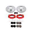 2012 Toyota Tacoma - Front Brake Kit With Calipers, Silver zinc-plated, Cross-drilled and Slotted, 6 Lugs, 319 mm, 6 Stud, Carbon Fiber Ceramic, Powdercoated red, Z23 Evolution Sport Series