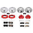 2006 Toyota 4Runner - Front and Rear Brake Kit With Calipers, Silver zinc-plated, Cross-drilled and Slotted, 6 Lugs, Front-319 mm/Rear-312 mm, Carbon Fiber Ceramic, Powdercoated red, Z23 Evolution Sport Series
