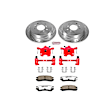 KC1440-26 2-Wheel Set Rear Brake Kit With Calipers, Cross-drilled and Slotted 5 Lugs 278 mm Red Powdercoat Caliper, Carbon Fiber Ceramic, Includes (1) Disc and Pad Kit and (1) Caliper
