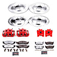 KC1443-36 2-Wheel Set Front and Rear Brake Kit With Calipers, Cross-drilled and Slotted 5 Lugs 301 mm Red Powdercoat Caliper, Carbon Fiber Ceramic, Includes (2) Disc and Pad Kit and (2) Caliper