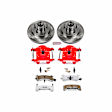 1987 Chevrolet Monte Carlo - Front Brake Kit With Calipers, Silver zinc-plated, Cross-drilled and Slotted, 5 Lugs, 267 mm, Carbon Fiber Ceramic, Powdercoated red, Z26 Street Warrior Carbon-Fiber Ceramic Series
