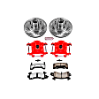KC1482-36 2-Wheel Set Front Brake Kit With Calipers, Cross-drilled and Slotted 5 Lugs 267 mm Red Powdercoat Caliper, Carbon Fiber Ceramic, Includes (1) Disc and Pad Kit and (1) Caliper