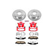 KC1563-26 2-Wheel Set Rear Brake Kit With Calipers, Cross-drilled and Slotted 5 Lugs 305 mm Red Powdercoat Caliper, Carbon Fiber Ceramic, Includes (1) Disc and Pad Kit and (1) Caliper