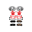 KC1602A 2-Wheel Set Rear Brake Kit With Calipers, Cross-drilled and Slotted 5 Lugs 270 mm Red Powdercoat Caliper, Carbon Fiber Ceramic, Includes (1) Disc and Pad Kit and (1) Caliper