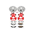 KC1616-26 2-Wheel Set Rear Brake Kit With Calipers, Cross-drilled and Slotted 5 Lugs 270 mm Red Powdercoat Caliper, Carbon Fiber Ceramic, Includes (1) Disc and Pad Kit and (1) Caliper