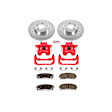 KC1714-26 2-Wheel Set Front Brake Kit With Calipers, Cross-drilled and Slotted 5 Lugs 320 mm Red Powdercoat Caliper, Carbon Fiber Ceramic, Includes (1) Disc and Pad Kit and (1) Caliper