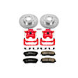 KC1714 2-Wheel Set Front Brake Kit With Calipers, Cross-drilled and Slotted 5 Lugs 320 mm Red Powdercoat Caliper, Carbon Fiber Ceramic, Includes (1) Disc and Pad Kit and (1) Caliper