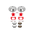 KC1719-26 2-Wheel Set Rear Brake Kit With Calipers, Cross-drilled and Slotted 5 Lugs 320 mm Red Powdercoat Caliper, Carbon Fiber Ceramic, Includes (1) Disc and Pad Kit and (1) Caliper