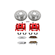 KC179C-26 2-Wheel Set Rear Brake Kit With Calipers, Cross-drilled and Slotted 5 Lugs 308 mm Red Powdercoat Caliper, Carbon Fiber Ceramic, Includes (1) Disc and Pad Kit and (1) Caliper