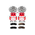 KC1857 2-Wheel Set Front Brake Kit With Calipers, Cross-drilled and Slotted 5 Lugs 286.7 mm Red Powdercoat Caliper, Carbon Fiber Ceramic, Includes (1) Disc and Pad Kit and (1) Caliper