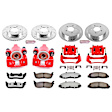 KC1868-36 2-Wheel Set Front and Rear Brake Kit With Calipers, Cross-drilled and Slotted 5 Lugs 308 mm Red Powdercoat Caliper, Carbon Fiber Ceramic, 4WD, Includes (2) Disc and Pad Kit and (2) Caliper