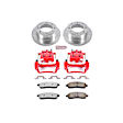 KC1890A-36 2-Wheel Set Rear Brake Kit With Calipers, Cross-drilled and Slotted 8 Lugs 326 mm Red Powdercoat Caliper, Carbon Fiber Ceramic, Includes (1) Disc and Pad Kit and (1) Caliper