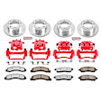 KC1906-36 2-Wheel Set Front and Rear Brake Kit With Calipers, Cross-drilled and Slotted 8 Lugs 326 mm Red Powdercoat Caliper, Carbon Fiber Ceramic, 4WD, Includes (2) Disc and Pad Kit and (2) Caliper