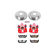 KC1913-36 2-Wheel Set Rear Brake Kit With Calipers, Cross-drilled and Slotted 5 Lugs 334 mm Red Powdercoat Caliper, Carbon Fiber Ceramic, Includes (1) Disc and Pad Kit and (1) Caliper