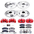 1999 GMC Sonoma - 4-Wheel Set Front and Rear Brake Kit With Calipers, Cross-drilled and Slotted, 5 Lugs, Front-274 mm/Rear-295 mm, 4WD, Carbon Fiber Ceramic, Powdercoated red, Z23 Evolution Sport Series Includes (2) Brake Caliper and (2) Brake Disc and P