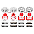 KC2010A-36 2-Wheel Set Front and Rear Brake Kit With Calipers, Cross-drilled and Slotted 6 Lugs 305 mm Red Powdercoat Caliper, Carbon Fiber Ceramic, Includes (2) Disc and Pad Kit and (2) Caliper
