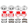 2003 Chevrolet Avalanche 1500 - Front and Rear Brake Kit With Calipers, Silver zinc-plated, Cross-drilled and Slotted, 6 Lugs, Front-305 mm/Rear-330 mm, RWD, Carbon Fiber Ceramic, Powdercoated red, Z36 Extreme Truck And Tow