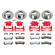 KC2073-36 2-Wheel Set Front and Rear Brake Kit With Calipers, Cross-drilled and Slotted 8 Lugs 325 mm Red Powdercoat Caliper, Carbon Fiber Ceramic, Includes (2) Disc and Pad Kit and (2) Caliper