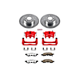 KC2084B-26 2-Wheel Set Front Brake Kit With Calipers, Cross-drilled and Slotted 6 Lugs 301.8 mm Red Powdercoat Caliper, Carbon Fiber Ceramic, Includes (1) Disc and Pad Kit and (1) Caliper