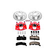 1998 Dodge Ram 1500 - Front Brake Kit With Calipers, Silver zinc-plated, Cross-drilled and Slotted, 5 Lugs, 295 mm, 4WD, Carbon Fiber Ceramic, Powdercoated red, Z23 Evolution Sport Series