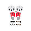 KC2197-36 2-Wheel Set Rear Brake Kit With Calipers, Cross-drilled and Slotted 5 Lugs 285 mm Red Powdercoat Caliper, Carbon Fiber Ceramic, Includes (1) Disc and Pad Kit and (1) Caliper
