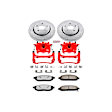 KC2219-36 2-Wheel Set Front Brake Kit With Calipers, Cross-drilled and Slotted 5 Lugs 327.7 mm Red Powdercoat Caliper, Carbon Fiber Ceramic, Includes (1) Disc and Pad Kit and (1) Caliper