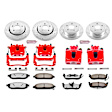 KC2220-36 2-Wheel Set Front and Rear Brake Kit With Calipers, Cross-drilled and Slotted 5 Lugs 320 mm Red Powdercoat Caliper, Carbon Fiber Ceramic, Includes (2) Disc and Pad Kit and (2) Caliper