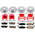 2006 Jeep Grand Cherokee - 6-Piece Kit Front and Rear, Brake Disc and Caliper Kit, The front calipers in this kit are new castings and do not have a "JEEP" logo, Red Powdercoat Caliper, Carbon Fiber Ceramic, 5 Lugs, Z23 Evolution Sport Series