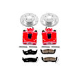 KC2221 2-Wheel Set Rear Brake Kit With Calipers, Cross-drilled and Slotted 5 Lugs 320 mm Red Powdercoat Caliper, Carbon Fiber Ceramic, Includes (1) Disc and Pad Kit and (1) Caliper