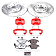 KC2259A-26 2-Wheel Set Front Brake Kit With Calipers, Cross-drilled and Slotted 5 Lugs 312 mm Red Powdercoat Caliper, Carbon Fiber Ceramic, Includes (1) Disc and Pad Kit and (1) Caliper