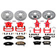 2001 Honda S2000 - Front and Rear Brake Kit With Calipers, Silver zinc-plated, Cross-drilled and Slotted, 5 Lugs, Front-300 mm/Rear-282 mm, Carbon Fiber Ceramic, Powdercoated red, Z23 Evolution Sport Series