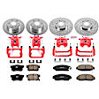 2003 Acura TL - Front and Rear Brake Kit With Calipers, Silver zinc-plated, Cross-drilled and Slotted, 5 Lugs, Front-299.9 mm/Rear-282 mm, Carbon Fiber Ceramic, Powdercoated red, Z23 Evolution Sport Series