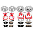 2007 Acura TL - Front and Rear Brake Kit With Calipers, Silver zinc-plated, Cross-drilled and Slotted, 5 Lugs, Front-299.9 mm/Rear-282 mm, 1 Piston Front Calipers, Carbon Fiber Ceramic, Powdercoated red, Z23 Evolution Sport Series