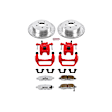 KC2427-26 2-Wheel Set Rear Brake Kit With Calipers, Cross-drilled and Slotted 5 Lugs 308 mm Red Powdercoat Caliper, Carbon Fiber Ceramic, Includes (1) Disc and Pad Kit and (1) Caliper