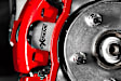 KC2560B 2-Wheel Set Front Brake Kit With Calipers, Cross-drilled and Slotted 5 Lugs Red Powdercoat Caliper, Carbon Fiber Ceramic, Z23 Evolution Sport Series, Includes (1) Disc and Pad Kit and (1) Caliper