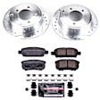 KC2840B 2-Wheel Set Front and Rear Brake Kit With Calipers, Cross-drilled and Slotted 5 Lugs Red Powdercoat Caliper, Carbon Fiber Ceramic, Includes (2) Disc and Pad Kit and (2) Caliper