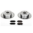KC4475B 2-Wheel Set Front and Rear Brake Kit With Calipers, Cross-drilled and Slotted 5 Lugs Red Powdercoat Caliper, Carbon Fiber Ceramic, Includes (2) Disc and Pad Kit and (2) Caliper