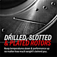 KC5309A Rear Brake Disc and Caliper Kit, Red Powdercoat Caliper, Carbon Fiber Ceramic, 5 Lugs, Z23 Evolution Sport Series